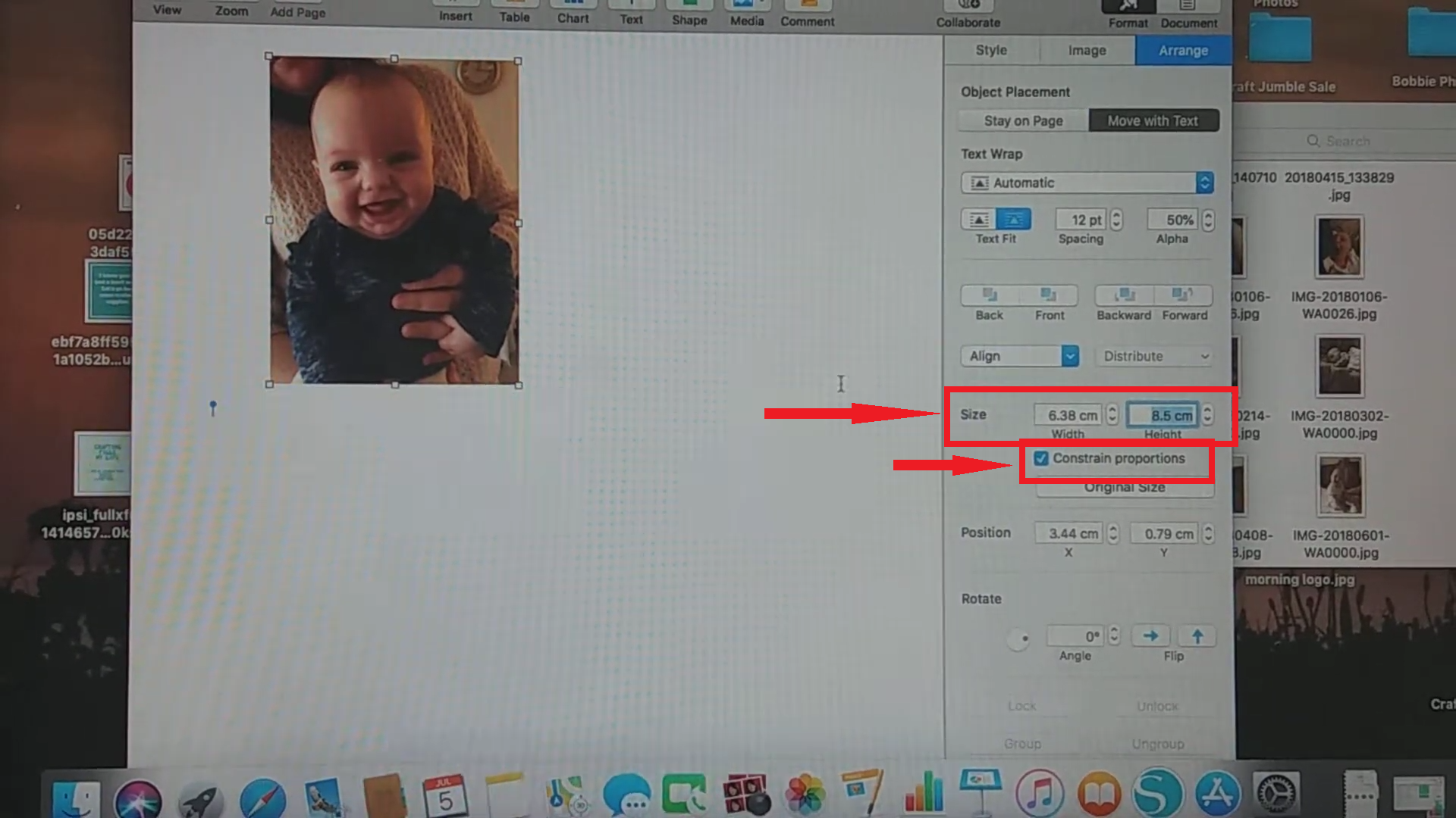 اضبط حجم الصورة