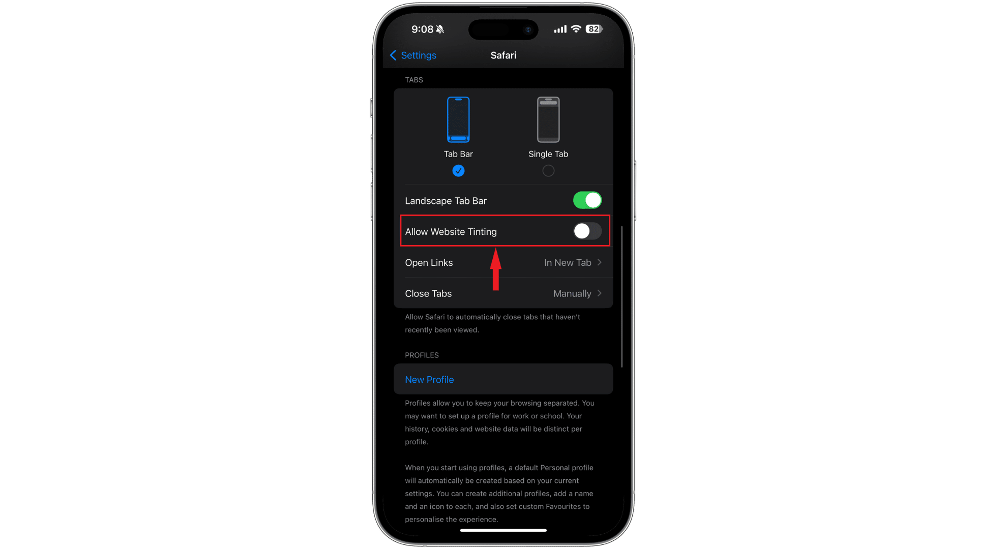 اضغط على السماح بتلوين موقع الويب