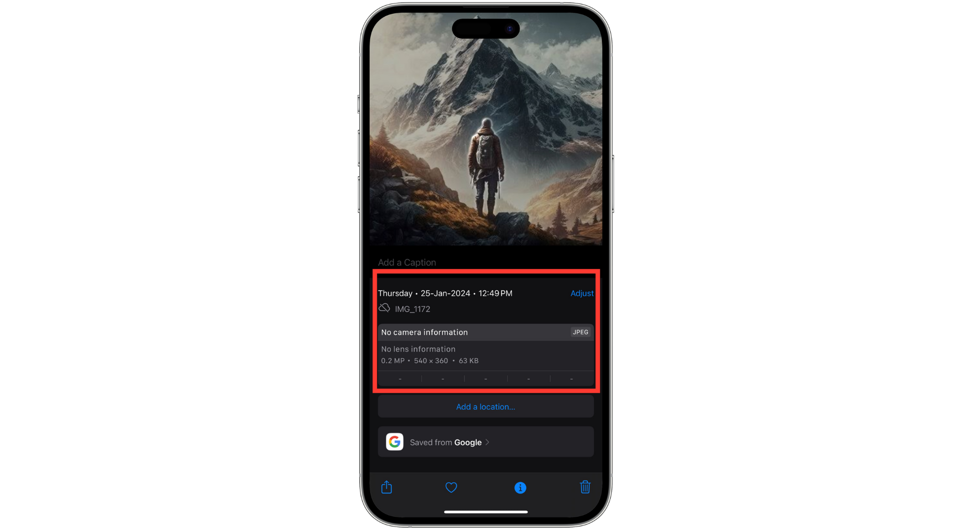 تفاصيل حجم الصورة ونوع الملف