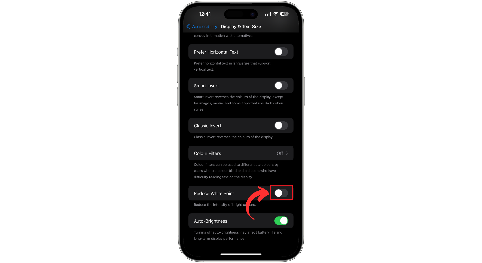 قم بتشغيل تقليل النقطة البيضاء