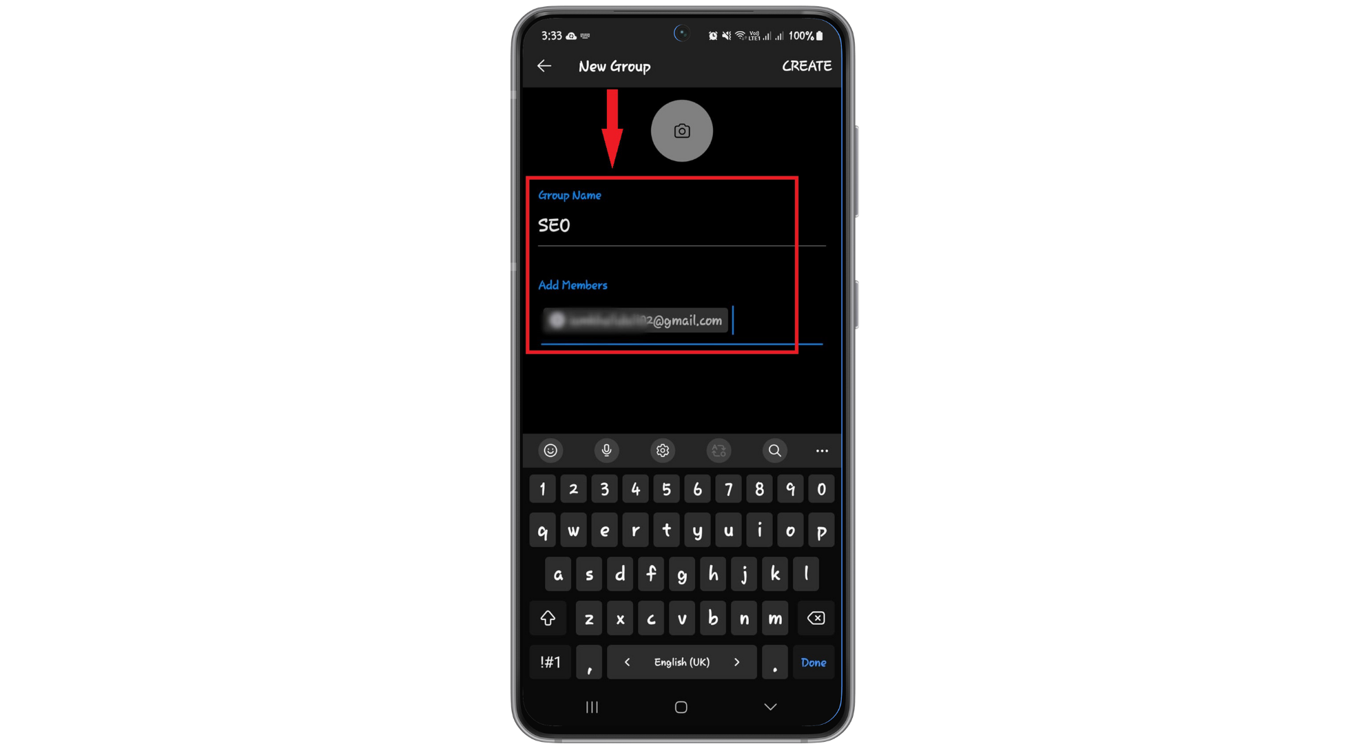 انقر على إنشاء