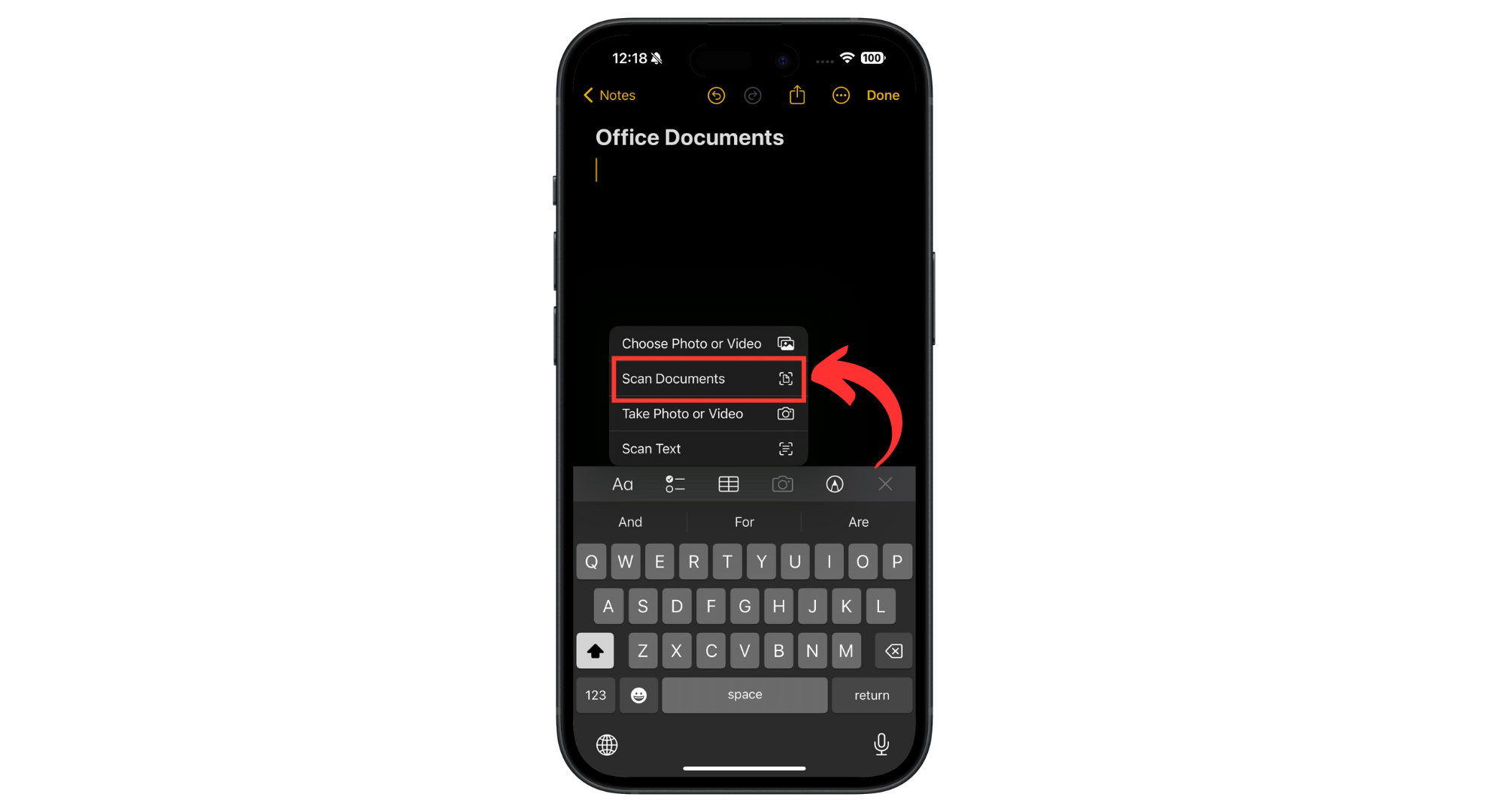 اضغط على "مسح المستندات ضوئيًا"