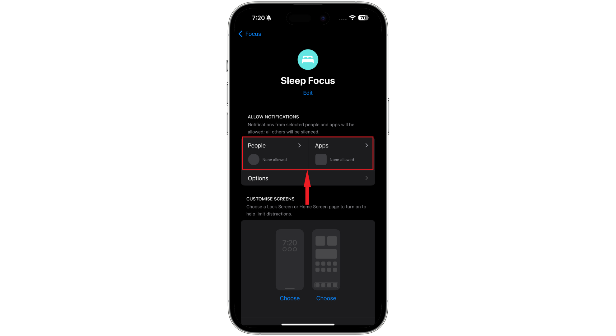 تعديل إعدادات الأشخاص أو التطبيقات