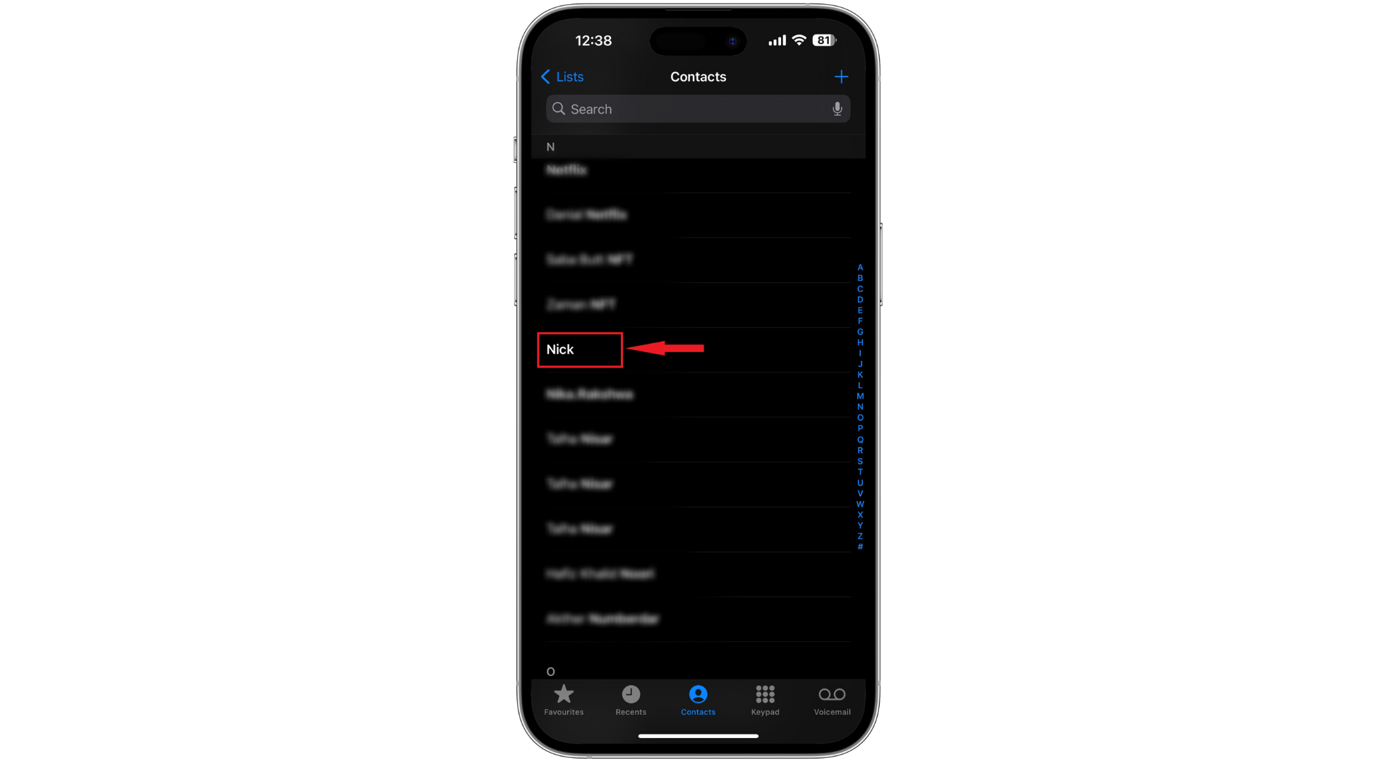 ابحث عن جهة الاتصال