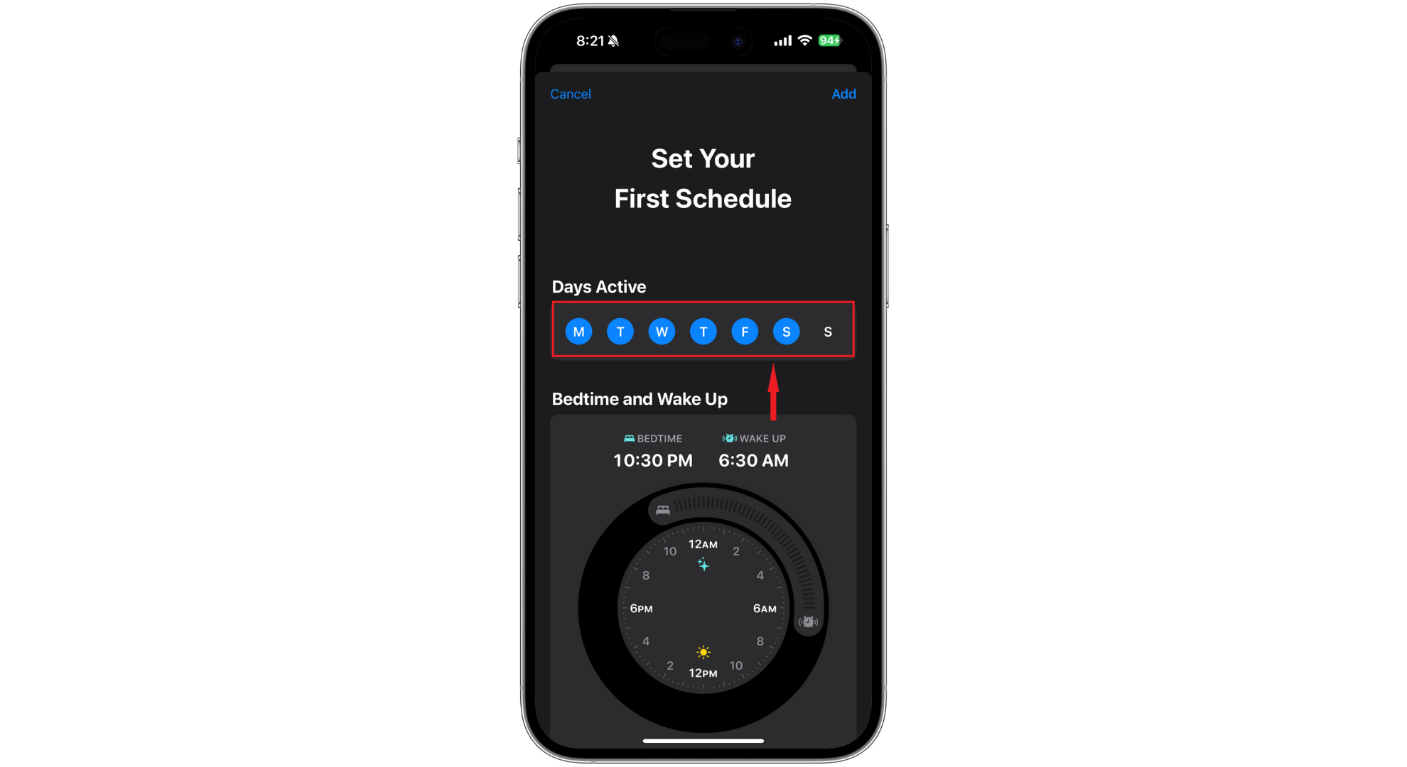تعيين أيام جدولك