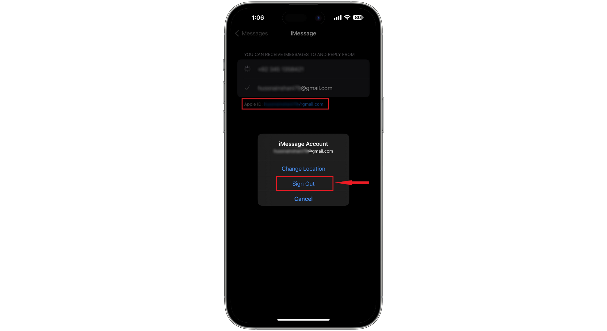 انقر على Sign Out