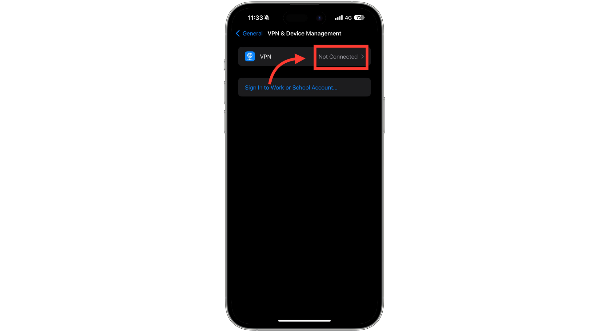 تأكد من أن VPN غير متصل