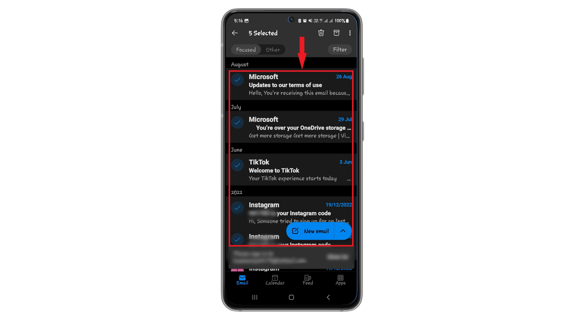اسحب على رسائل البريد الإلكتروني