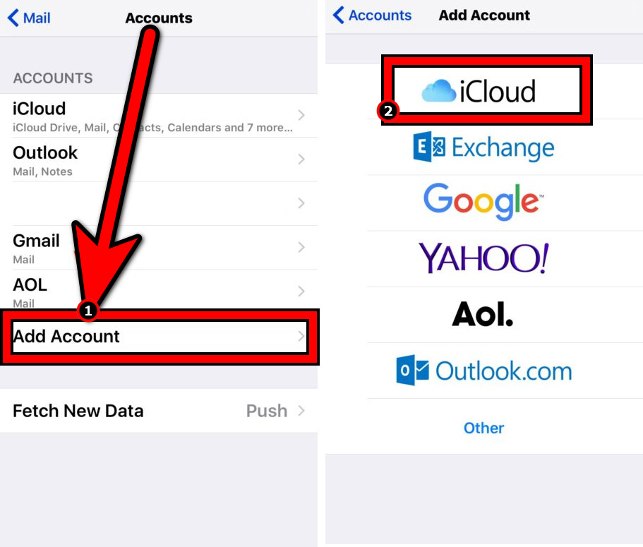 إضافة حساب iCloud جديد على iPhone