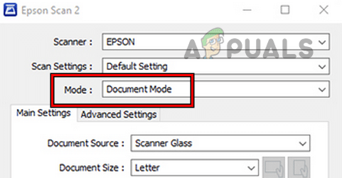 تغيير وضع المسح الضوئي في Epson Scan 2