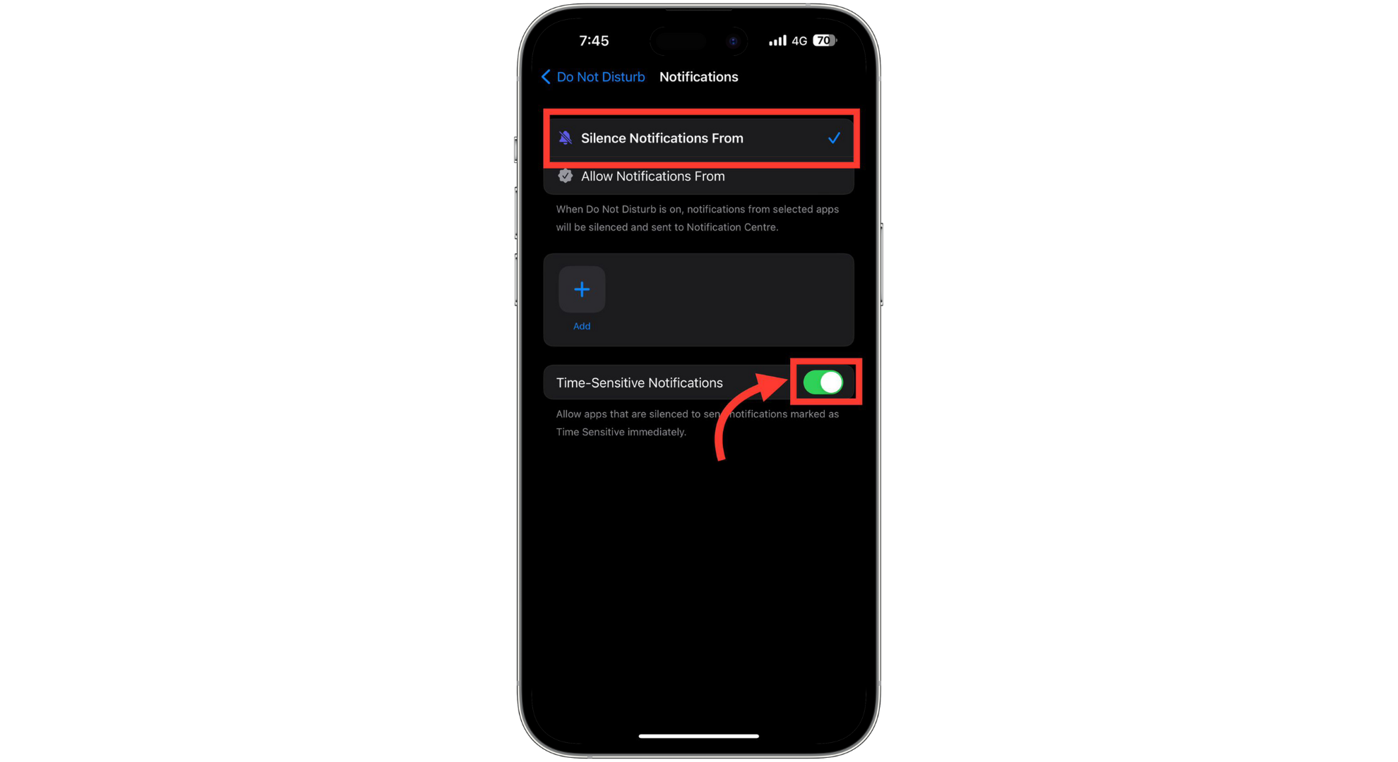 اختر إسكات الإشعارات من