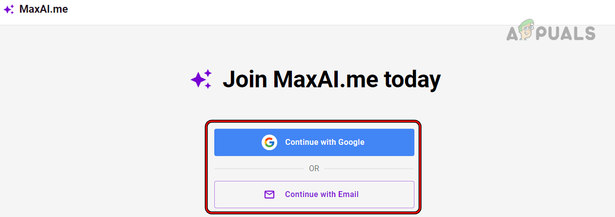 تسجيل الدخول إلى MaxAI.me باستخدام Google أو البريد الإلكتروني