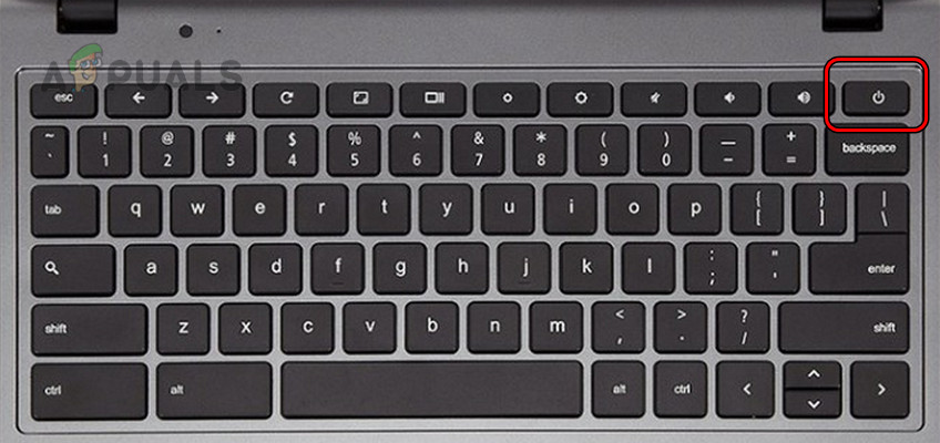 اضغط على زر الطاقة في Chromebook