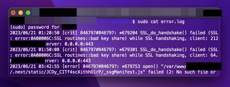 التحقق من سجلات الخادم