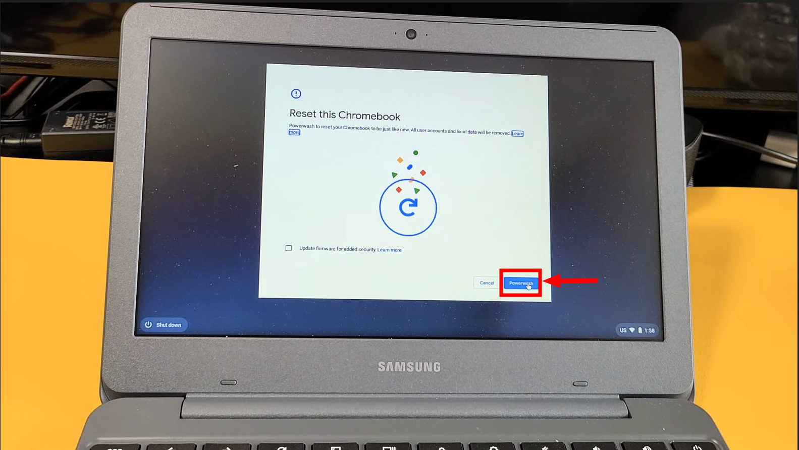 انقر على Powerwash