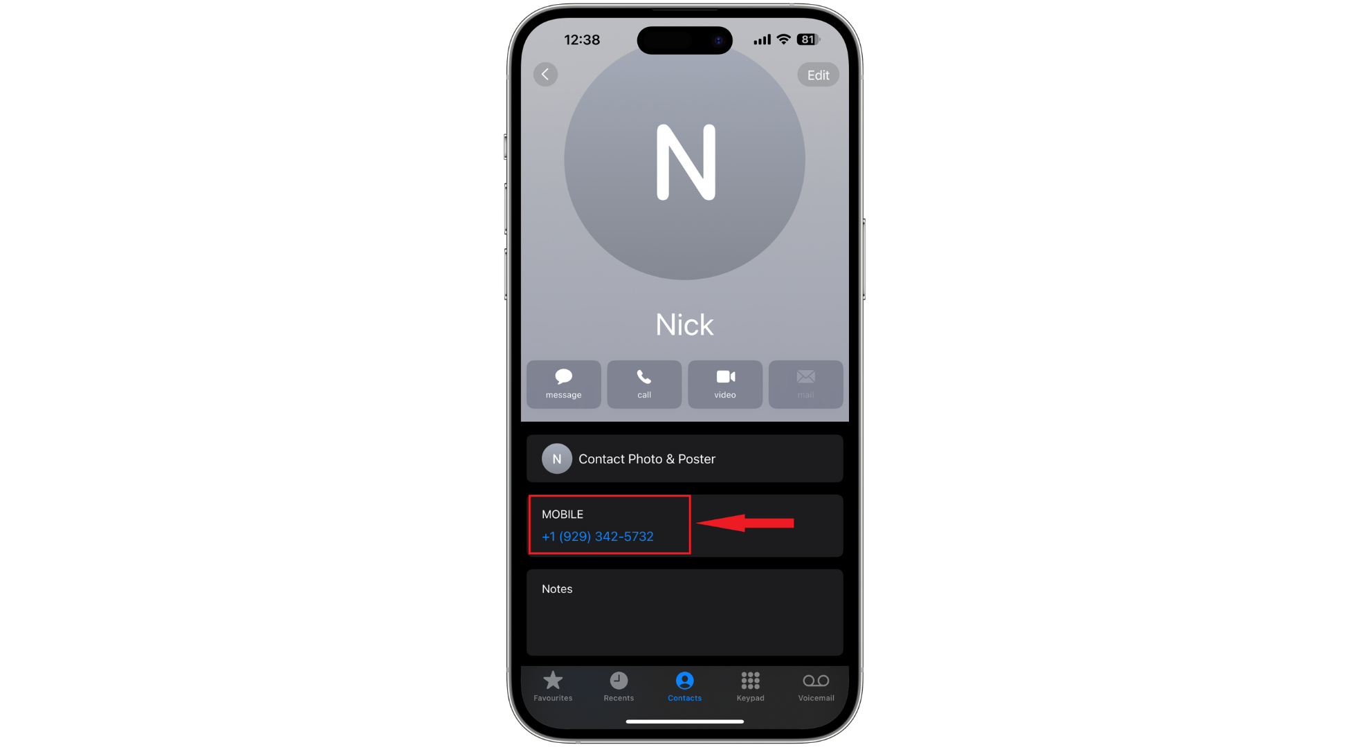 تأكد من صحة تفاصيل الرقم