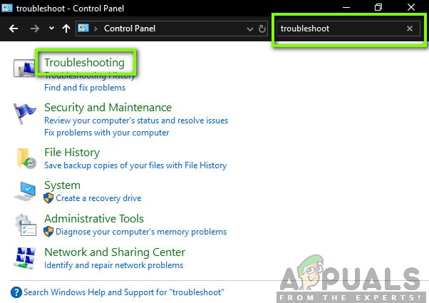 تحديد استكشاف الأخطاء وإصلاحها - لوحة التحكم