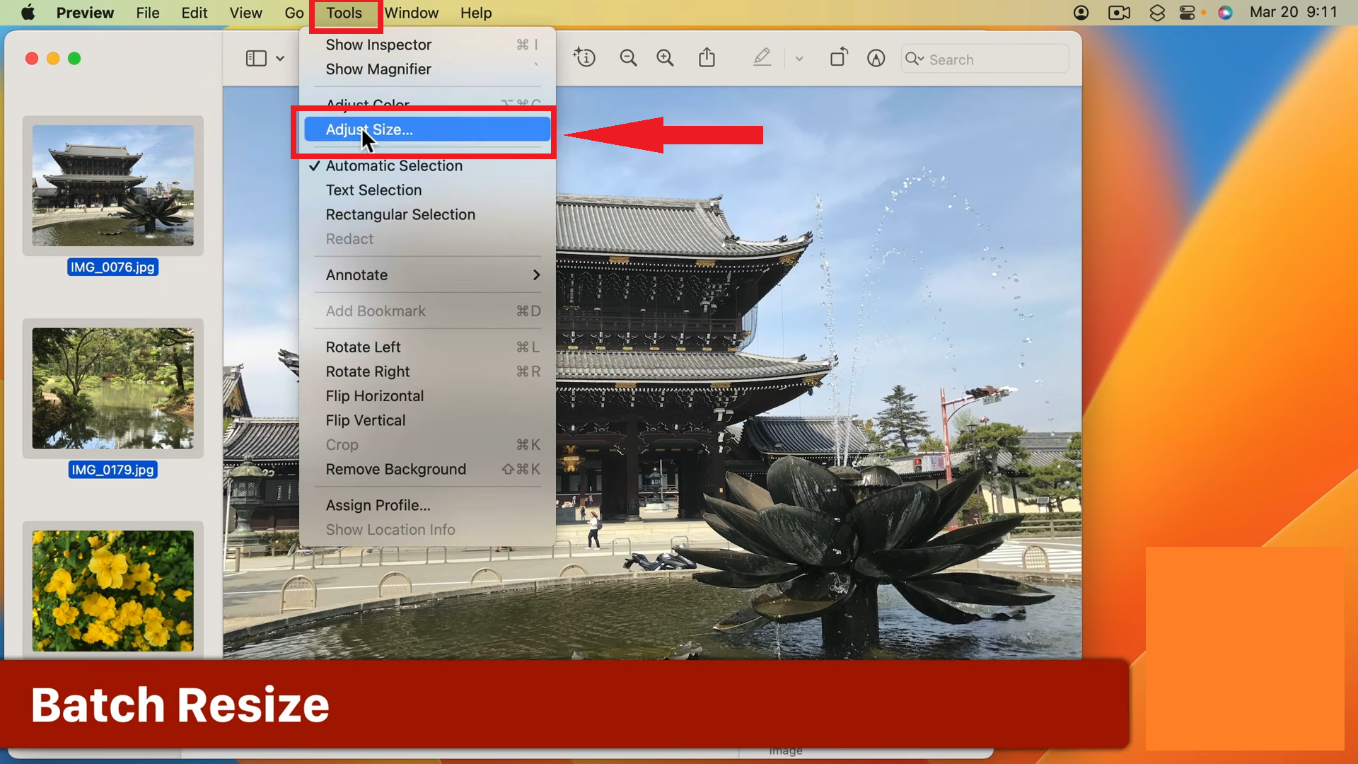 انقر على ضبط الحجم