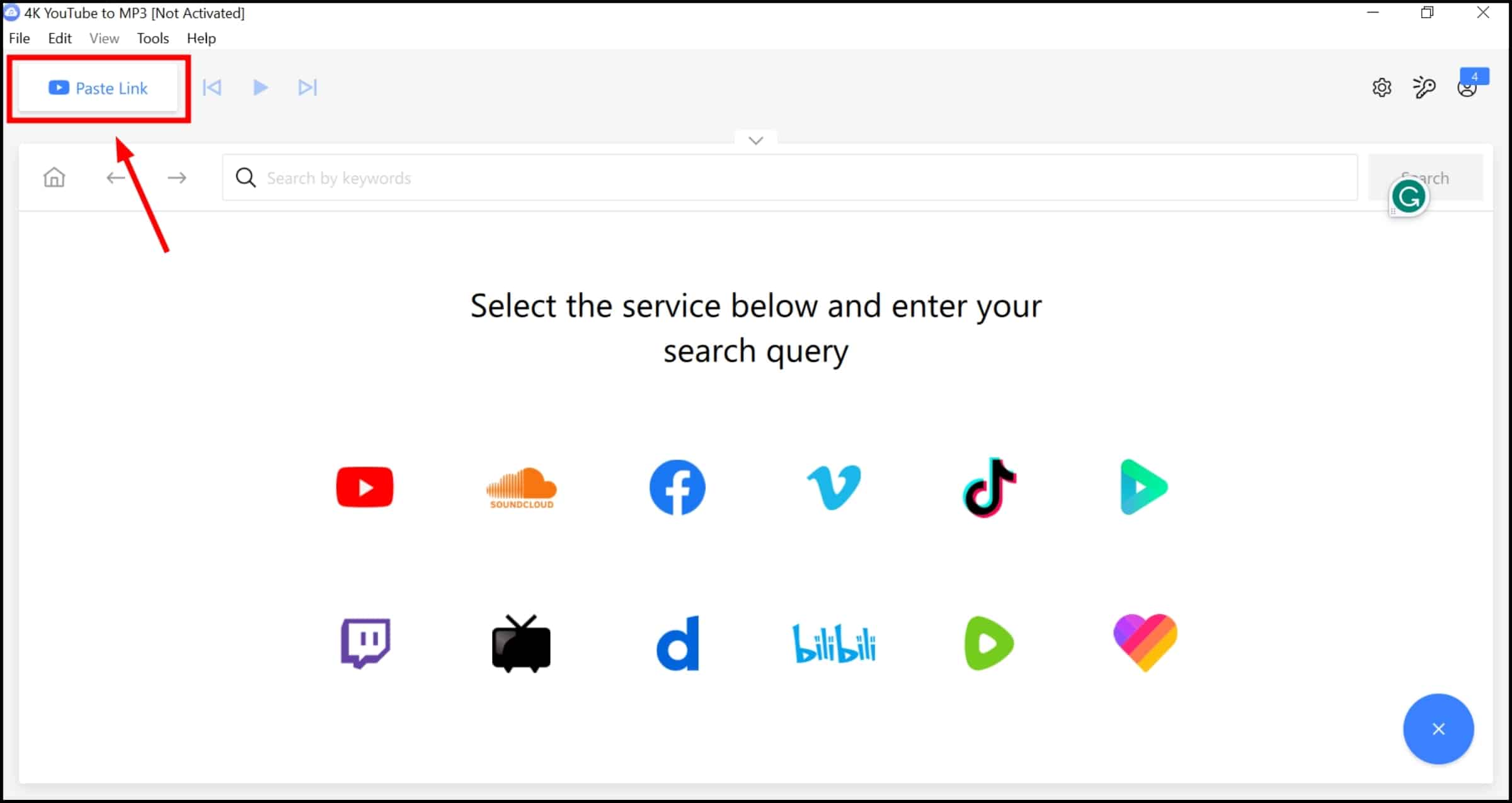 انقر على لصق الرابط