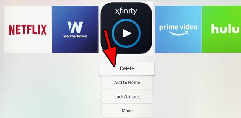 حذف تطبيق Xfinity من التلفاز