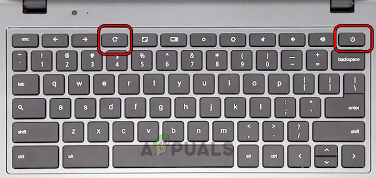 اضغط على مفتاحي Power و Refresh في Chromebook
