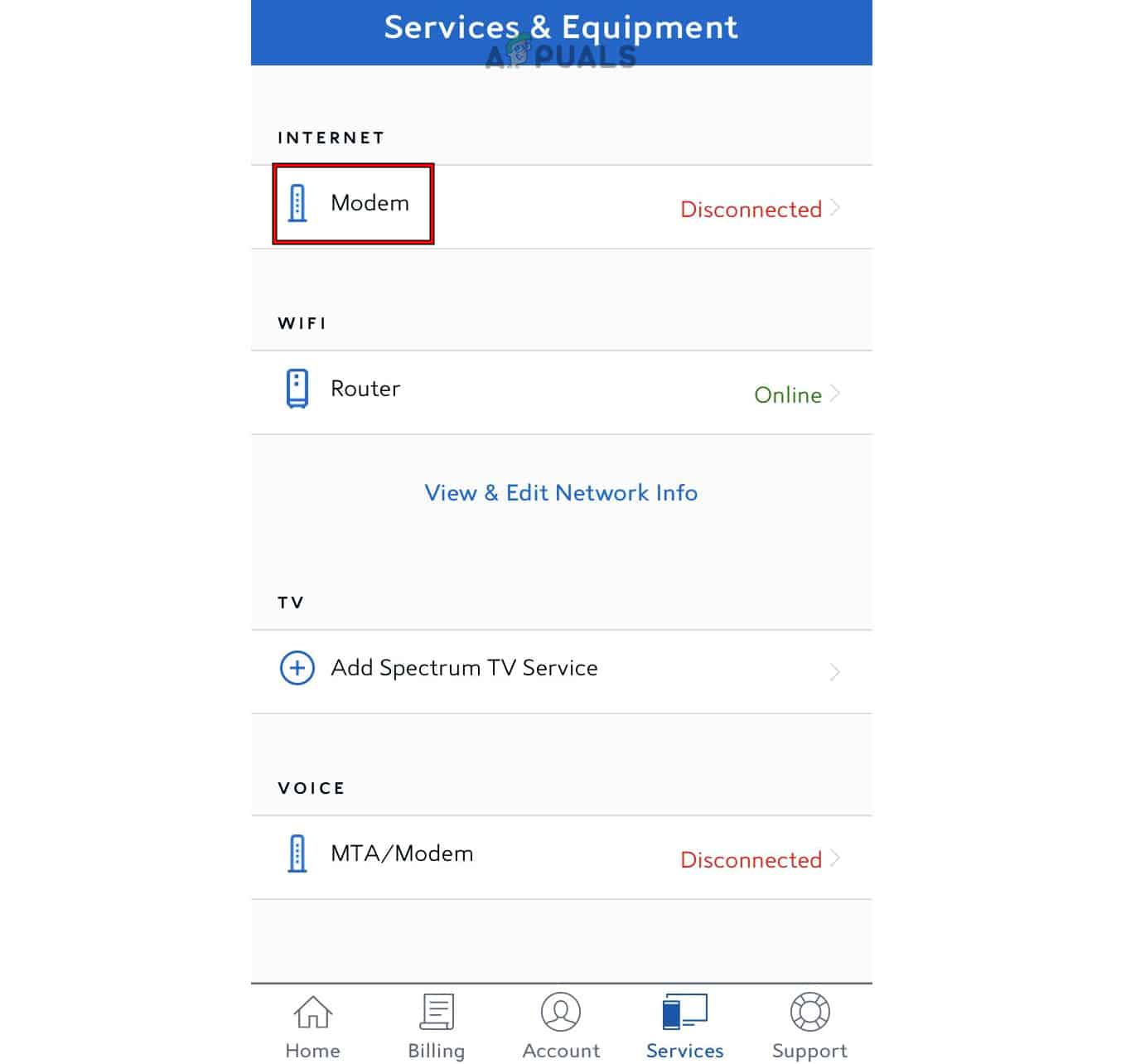 Restart the Spectrum Modem Through the My Spectrum App