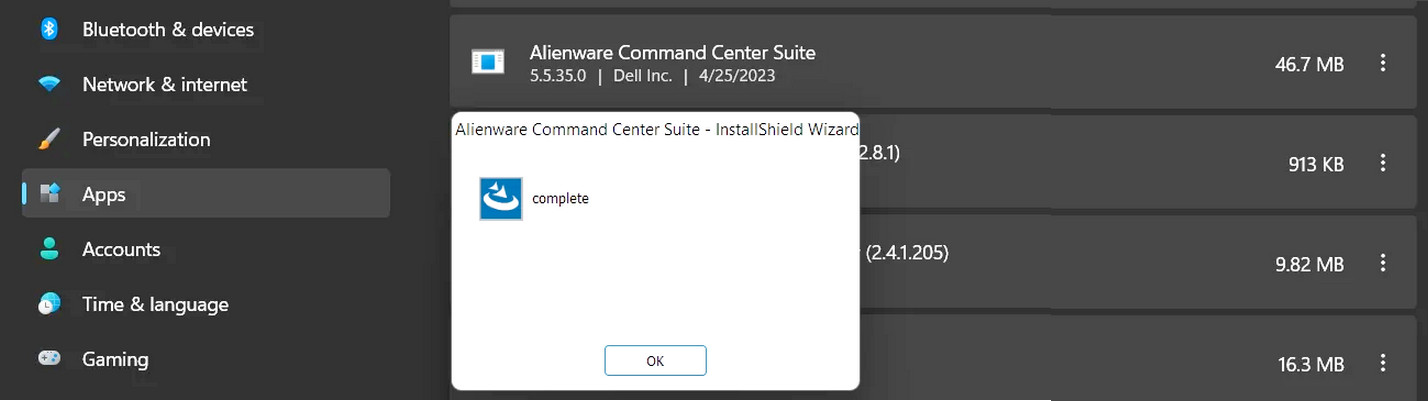 إلغاء تثبيت Dell Alienware Command Center