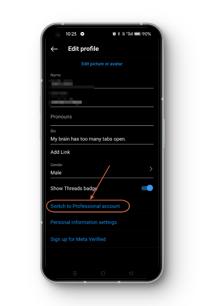 التبديل إلى حساب احترافي - Instagram