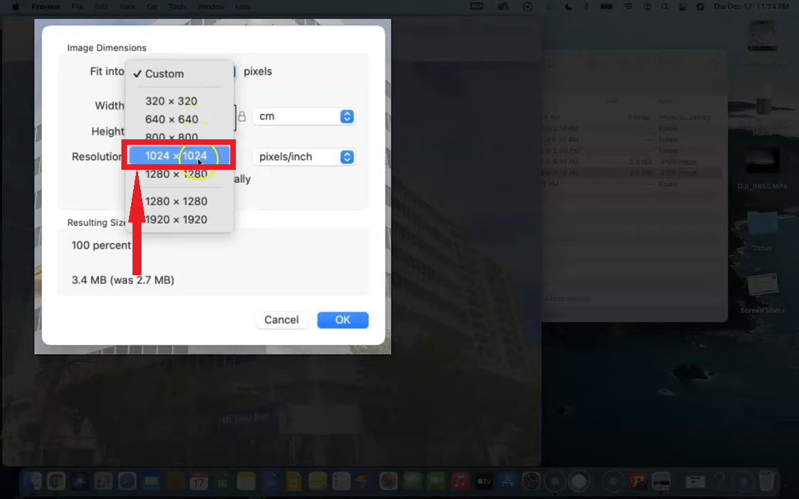 اختر الحجم من القائمة المنسدلة