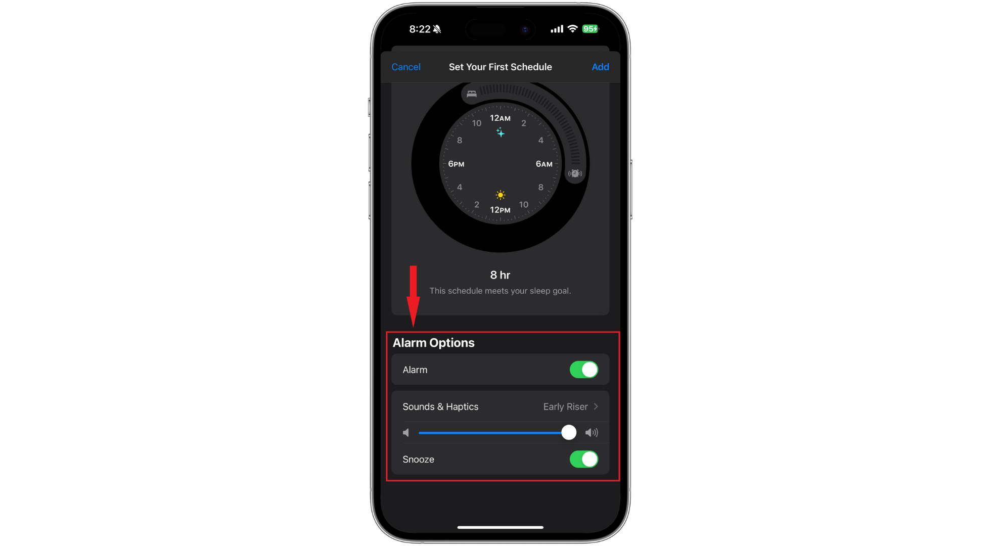 تعيين خيارات المنبه