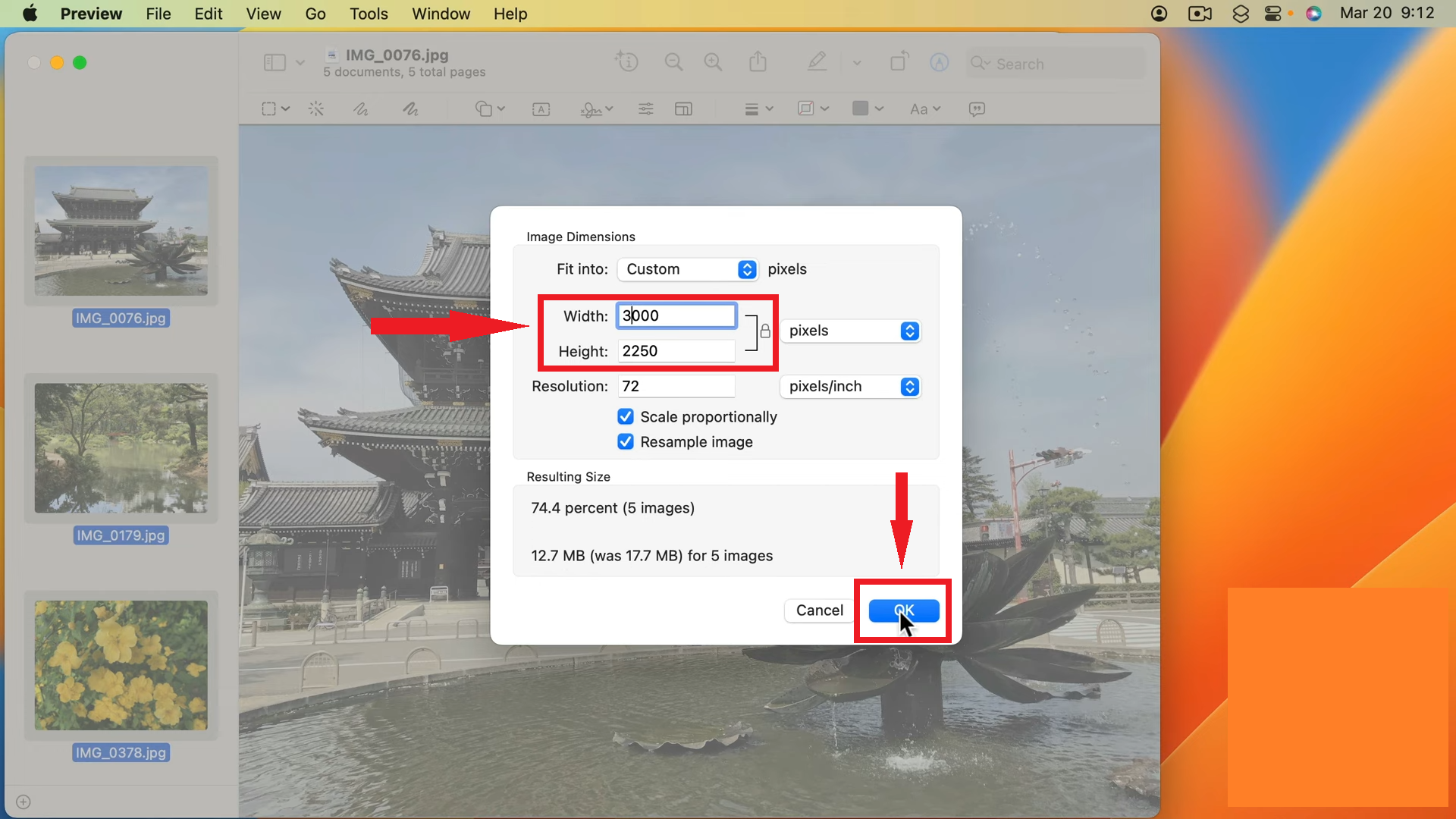 انقر على موافق لإكمال العملية
