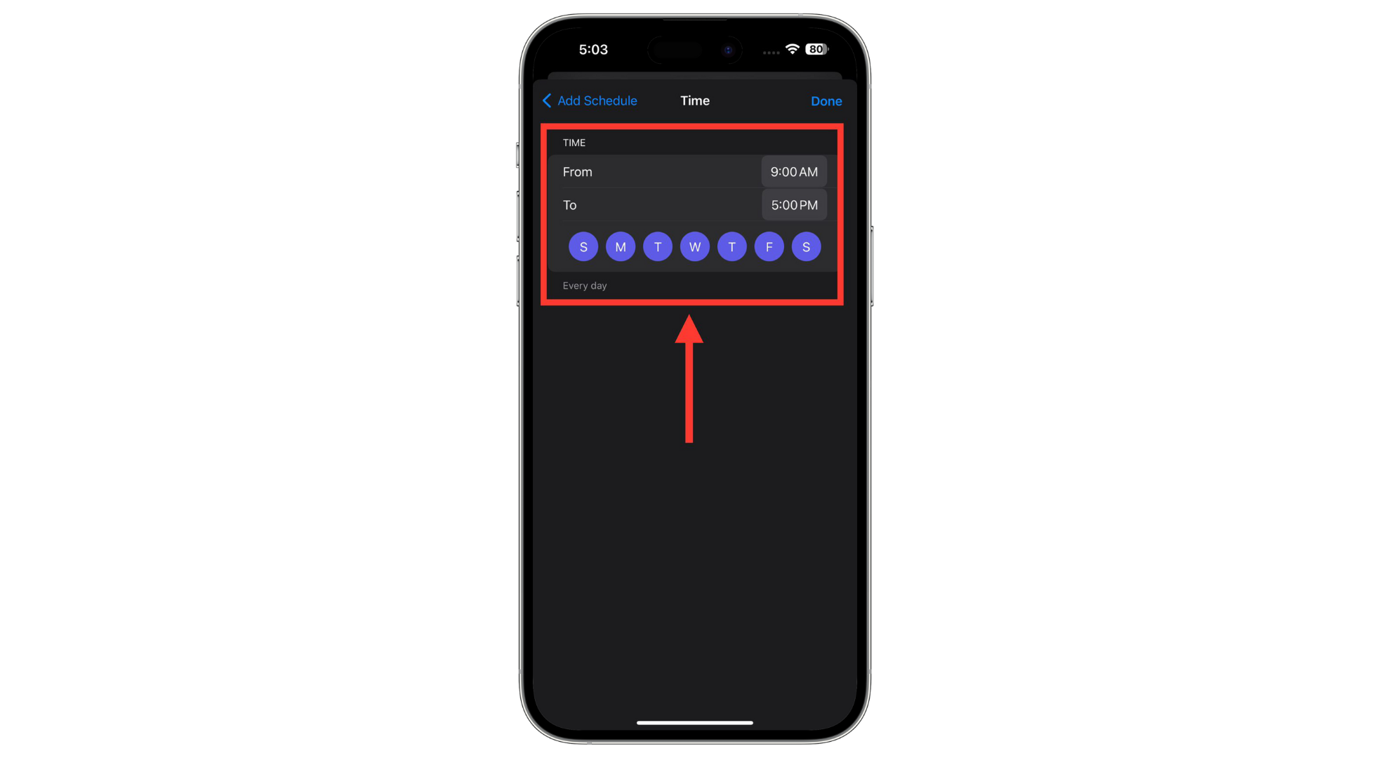 تعيين مدة الوقت