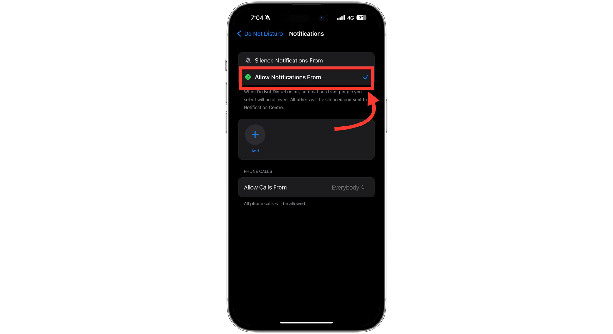 استخدم السماح بالإشعارات من