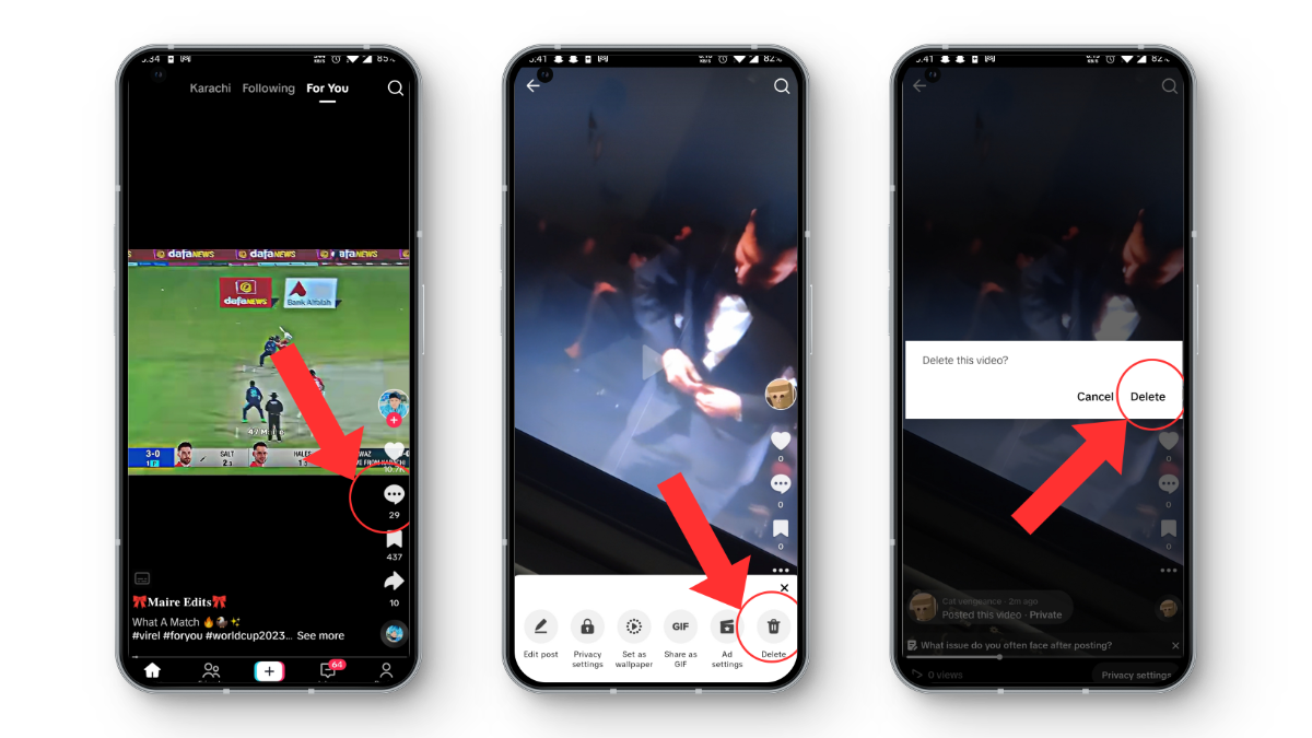 حذف فيديو TikTok