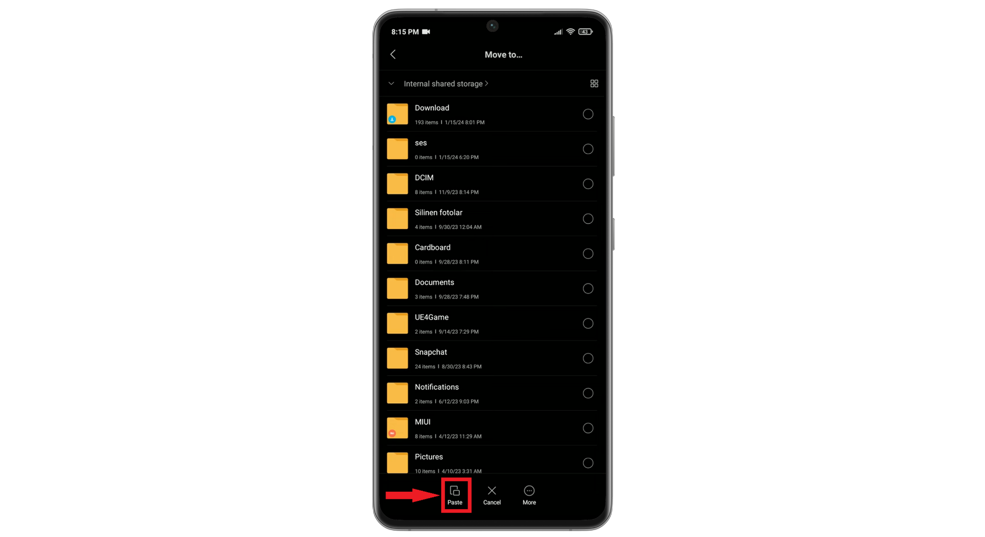 اضغط نقل إلى هنا