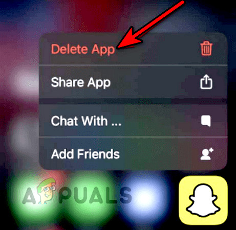 حذف تطبيق Snapchat على iPhone