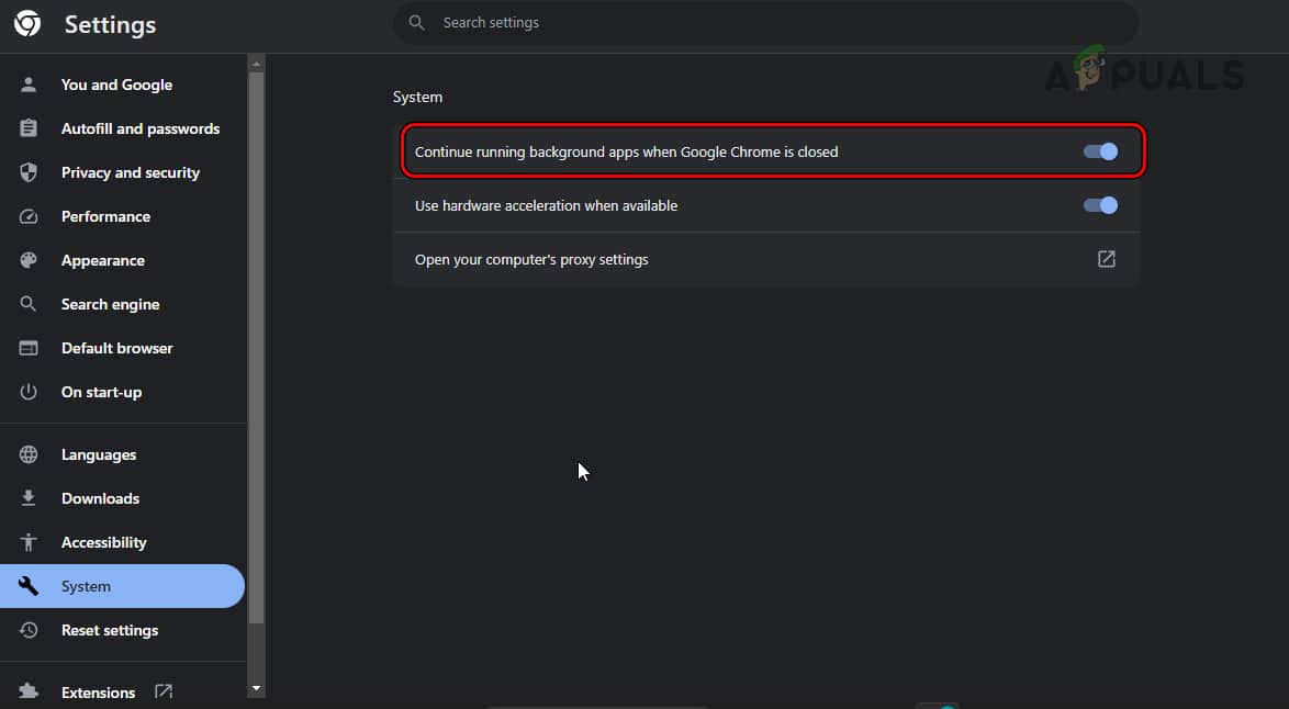تعطيل تطبيقات الخلفية في Chrome