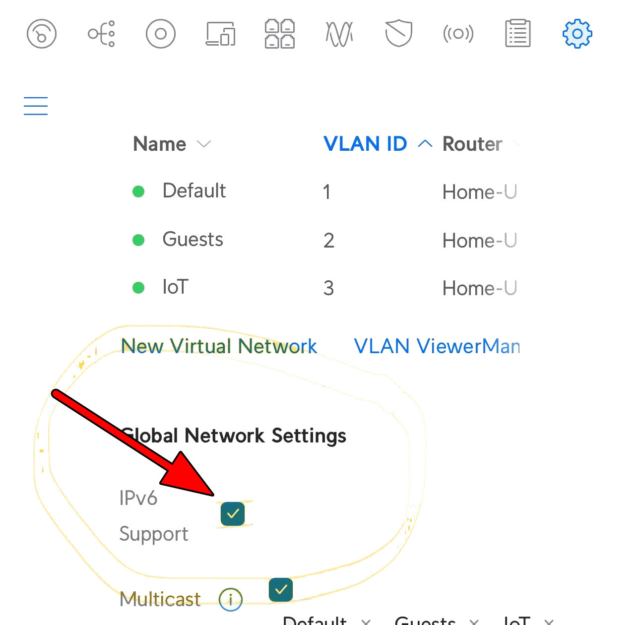 تمكين دعم IPv6 على جهاز التوجيه