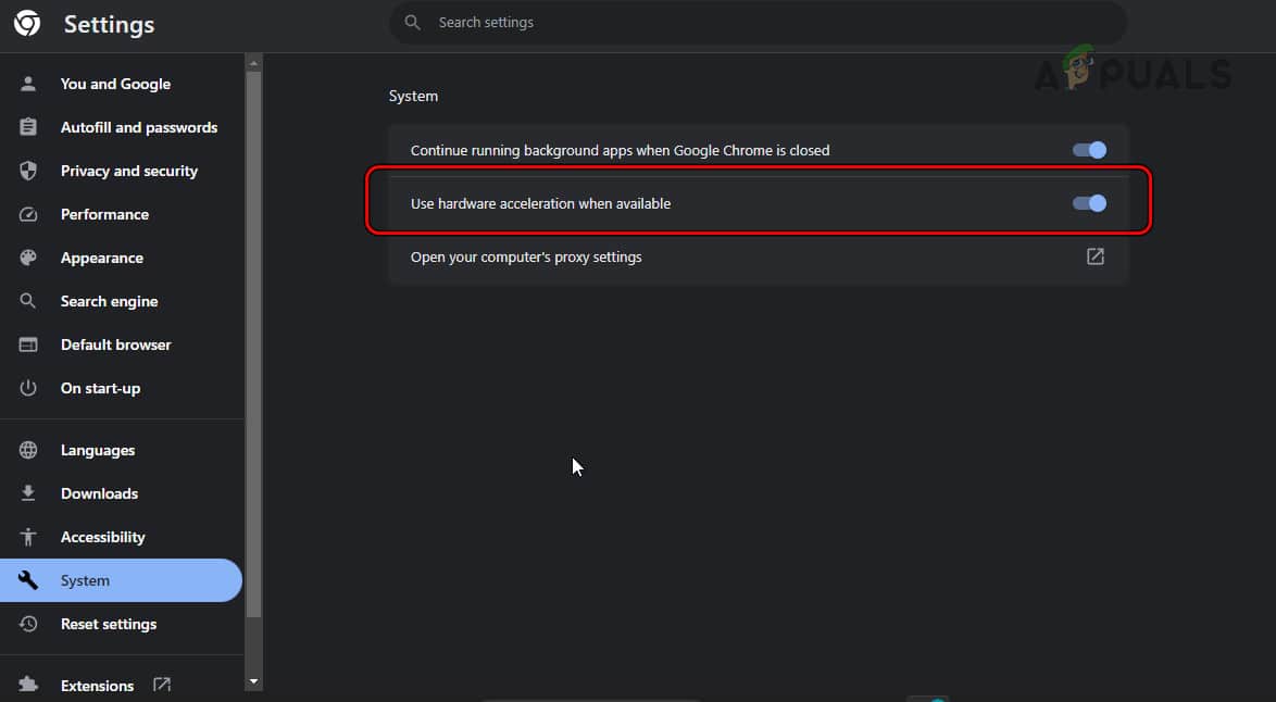 تعطيل تسريع الأجهزة في Chrome