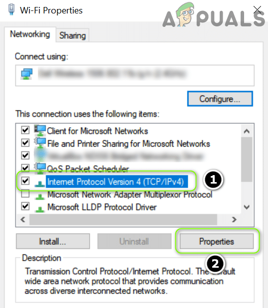 فتح خصائص بروتوكول الإنترنت الإصدار 4 (TCP IPv4)