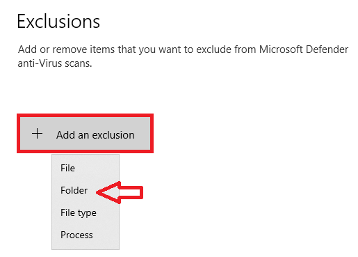 إضافة استثناء