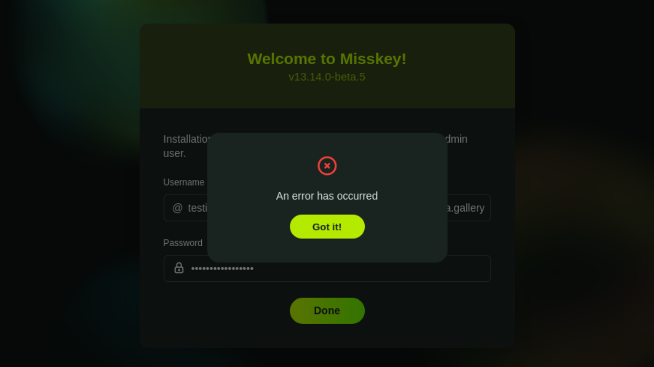 خطأ حدث في Misskey
