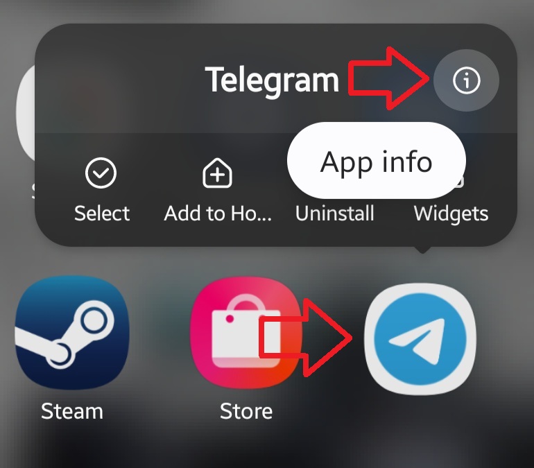 الوصول إلى معلومات تطبيق Telegram عبر الضغط المطول