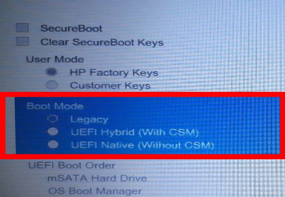 تغيير وضع الإقلاع