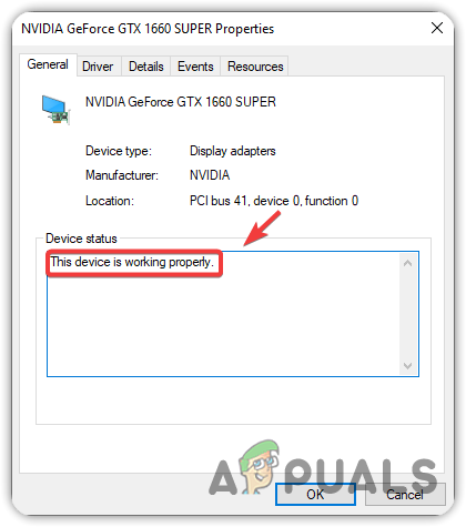 التحقق من حالة برنامج تشغيل الرسوميات