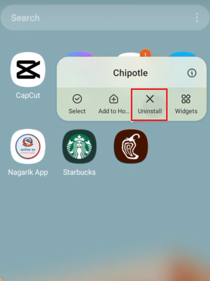 إلغاء تثبيت التطبيق
