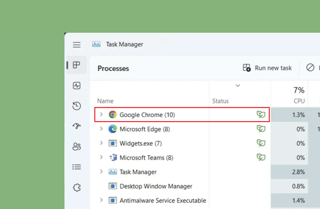 تعطيل وضع الكفاءة في Chrome