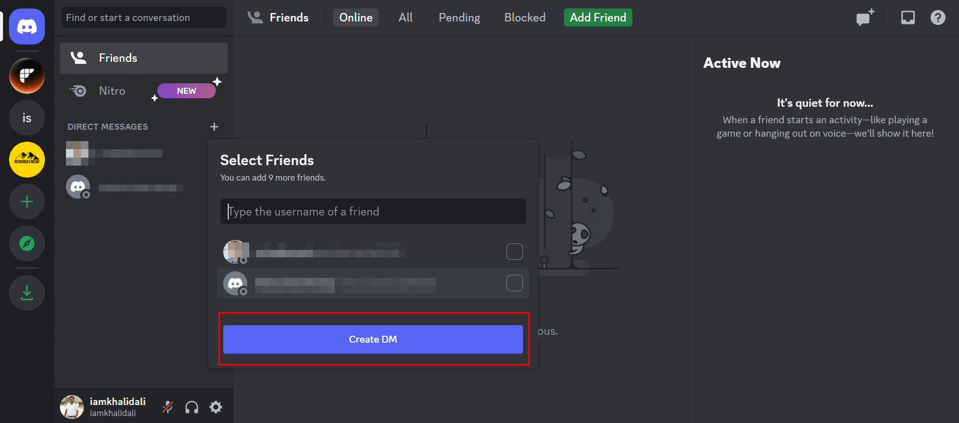 انقر على إنشاء رسالة مباشرة