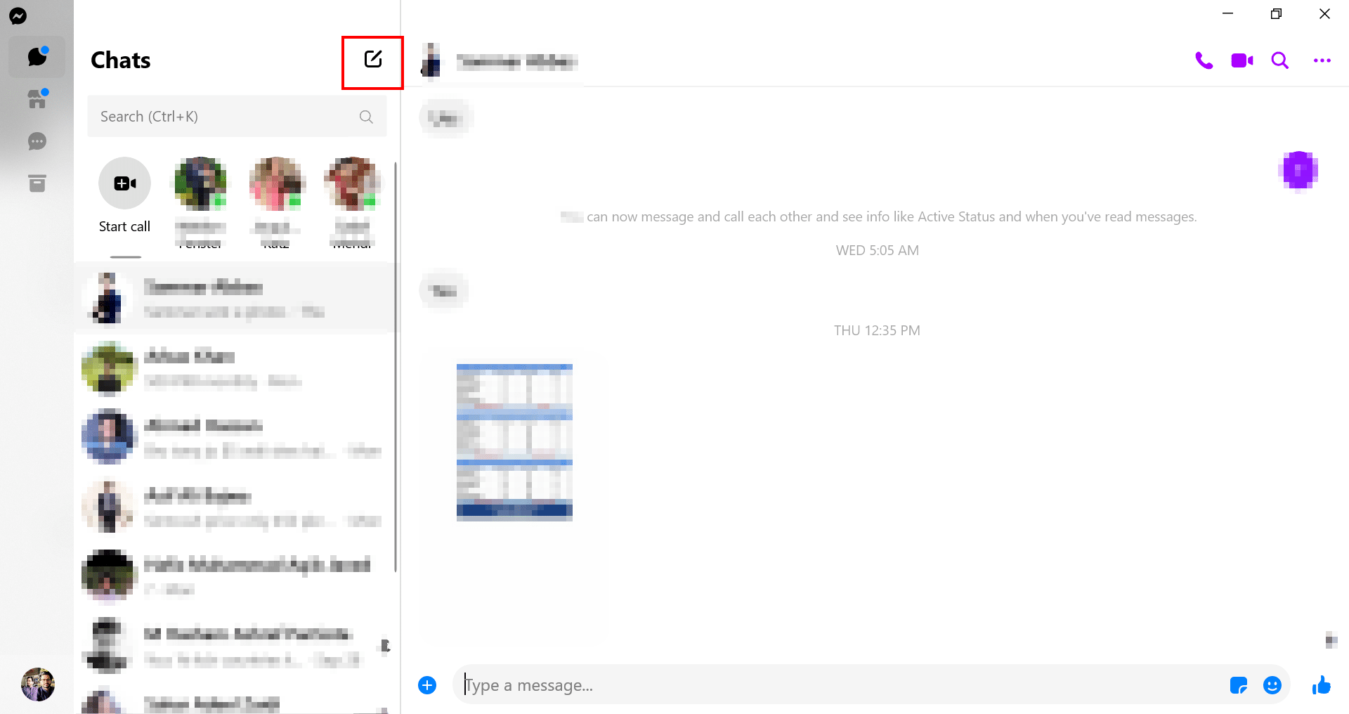 انقر على زر رسالة جديدة