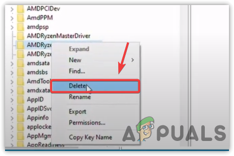 حذف مجلد سجل AMD Ryzen Master